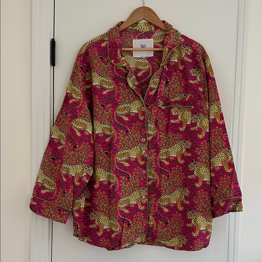 Vibrant Leopard Print Pajama Top